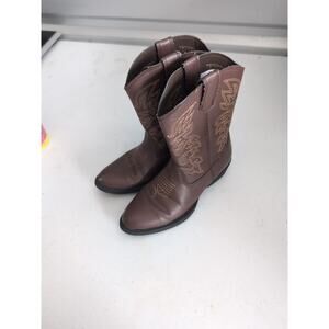 Old Western Little Kids Youth Size 1 Brown Cowboy Boots Rare Clean Free Ship